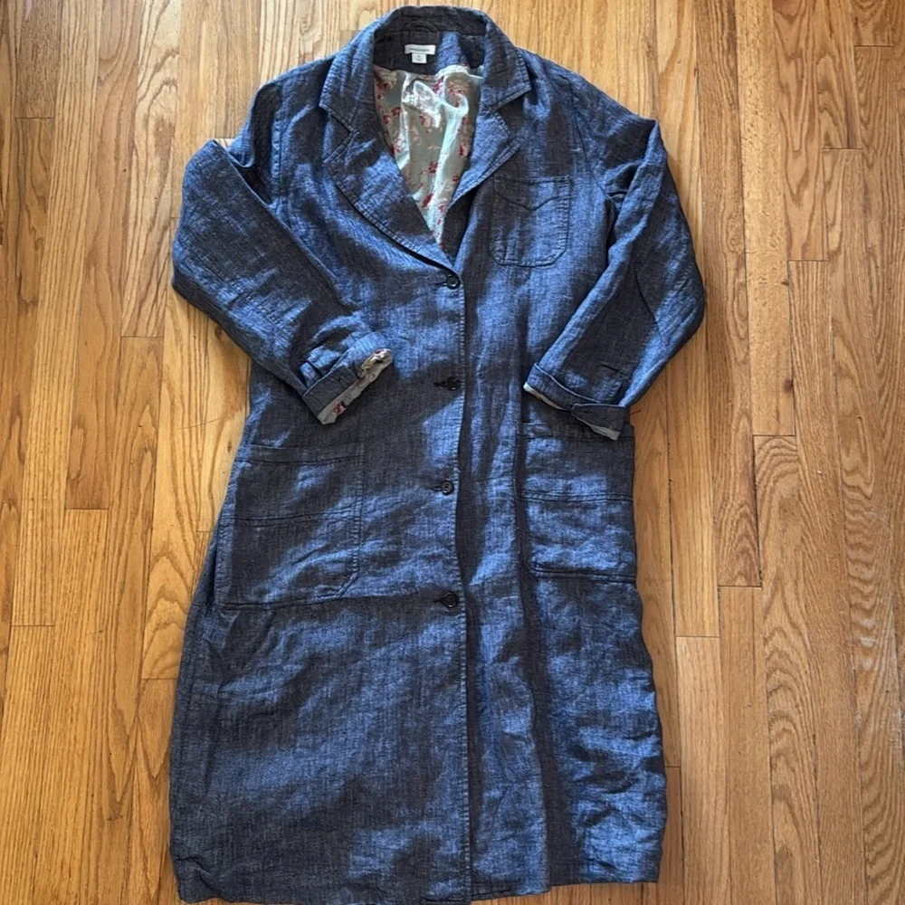 Sundance M Duster Jacket lightweight Chambray Floral lined Denim Jacket VGUC - Picture 9 of 10